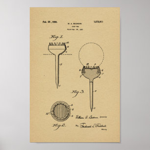 1926 Vintager Golf-Ball-T-Shirt-Patent-Kunst-Druck Poster