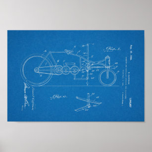 1926 Vintages Fahrrad Patent Blueprint Art Print Poster