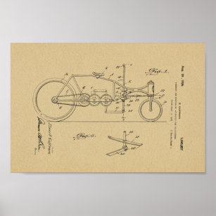 1926 Vintages Fahrrad Velocipede Patent Art Printw Poster