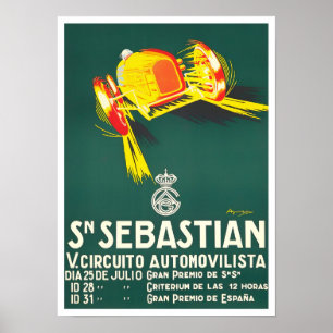 1927 Großer Preis von San Sebastian Vintag Poster