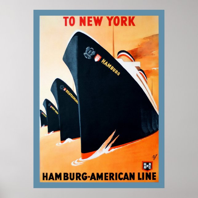 1927 Hamburg-New York Ship Poster (Vorne)
