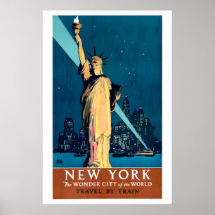 1927 NYC Reiseplakat Lady Liberty, Amerikanisch Poster