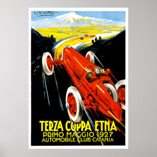 1927 Terza Coppa Etna Auto Road Kundgebung Ad Poster