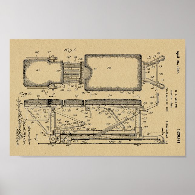 1927 Vintage Chiropraktische Tafelpatente Art Prin Poster (Vorne)