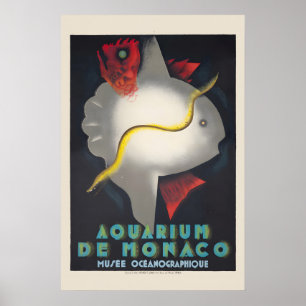 1928 Aquarium de Monaco - Vintage-Stil Poster