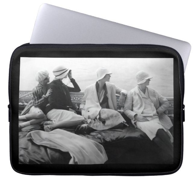 1928 Art Deco Flapper Mode Vogue Fotoshooting Laptopschutzhülle (Vorderseite)