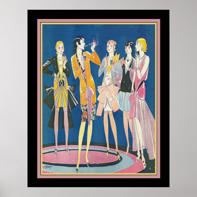 1928 Art Deco Flappers Print von Russell Patterson Poster (Vorne)