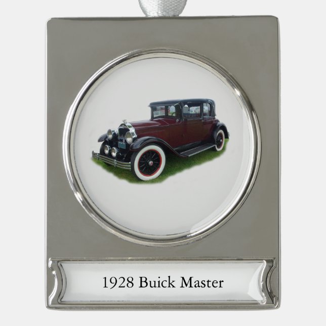 1928 Buick Master-Banner Banner-Ornament Silber (Vorderseite)