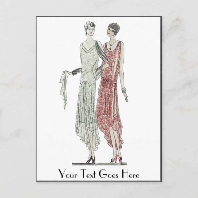 1928 Flapper Mode Postkarte (Vorderseite)