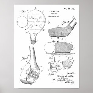 1928 Golf Club Head Patent Art Zeichnend Print Poster