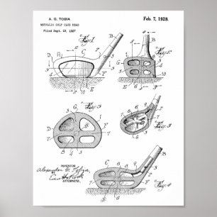 1928 Golfschlägerkopf-Design-Patent Kunstprint Poster