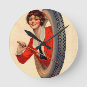 1928 Kelly-Springfields Tire mascot Lotta Miles Runde Wanduhr