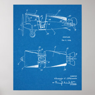 1928 Roadable Airplane Patent Art Zeichnend Print Poster