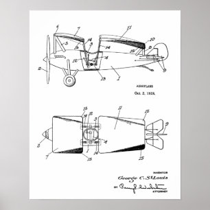 1928 Roadable Airplane Patent Art Zeichnend Print Poster