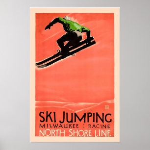1928 Skispringen Milwaukee Racine im Vintage-Stil Poster