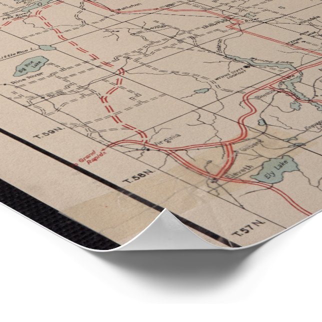 1928 Superior National Forest Map - BWCA Poster (Ecke)