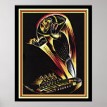 1929 Art Deco Football Poster 16 x 20<br><div class="desc">Buntes und nostalgisches Art Deco Fußballposter. 1929</div>