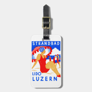 1929 Art Deco Strandbad Lido Luzern Gepäckanhänger