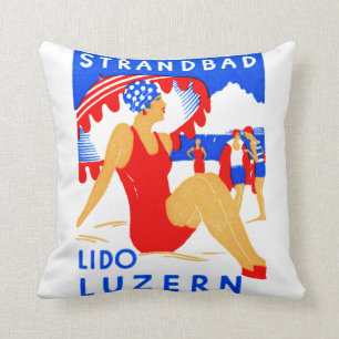1929 Art Deco Strandbad Lido Luzern Kissen