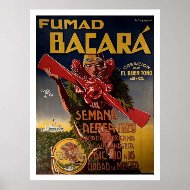 1929 Aviation Poster "Fumad Bacara" (Vorne)