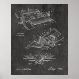 1929 Bizarrer Flugzeug-Patent Kunst Zeichnung Druc Poster