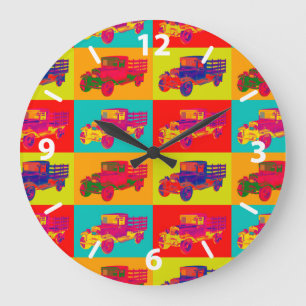 1929 Blue chevy truck 1 ton Pop Art Große Wanduhr