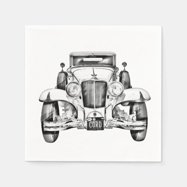 1929 Cord 6-29 Cabriolet Antike Auto Illustration Serviette (Vorderseite)
