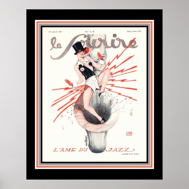 1929 Le Sourire Art Deco Jazz Cover Poster (Vorne)