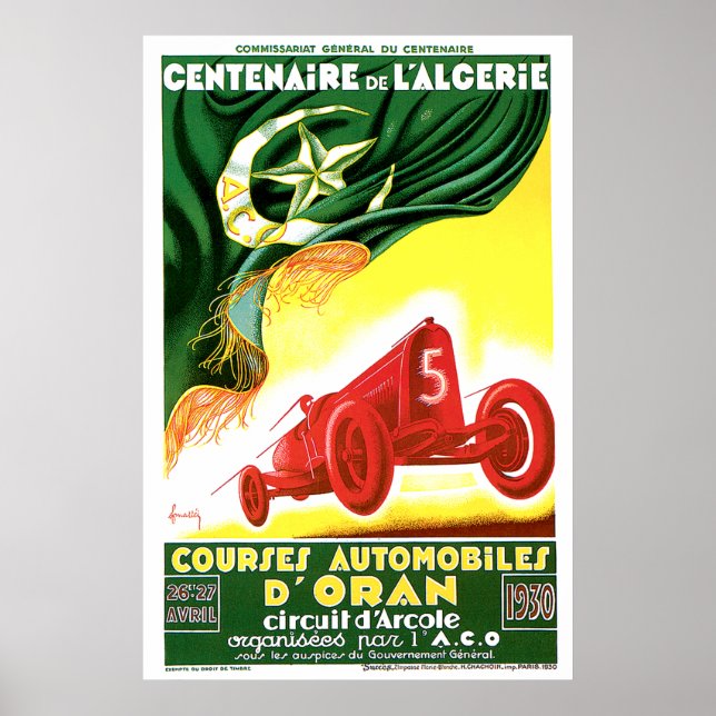 1930 Algerian Grand Prix Ad Poster (Vorne)