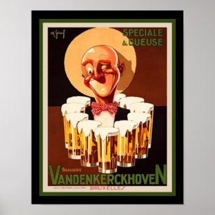 1930 Art Deco Belgische Bierwerbung Poster