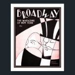 1930 Art Deco Broadway Magazine Print Poster<br><div class="desc">Das 1930 erschienene Art Deco Cover in Schwarz,  Weiß und Rosa für das Broadway Magazin.</div>