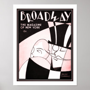 1930 Art Deco Broadway Magazine Print Poster