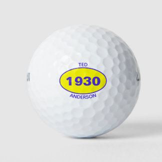 1930 bearbeitbar 90. Geburtstag Gelb Personalisier Golfball