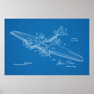 1930 Bootsflugzeug-Patentkunst Zeichnend Druck Poster