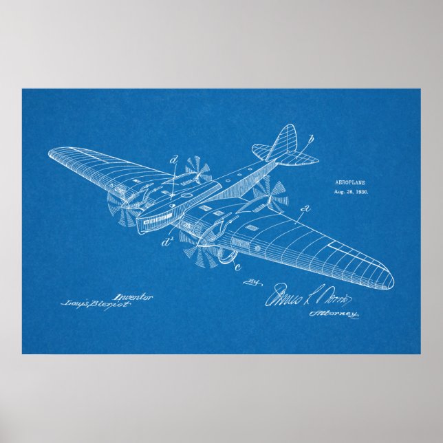 1930 Bootsflugzeug-Patentkunst Zeichnend Druck Poster (Vorne)