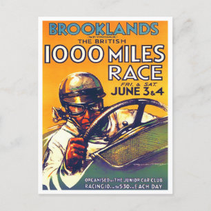 1930 Brooklands 1000 Meilen Rennen vintage Postkarte