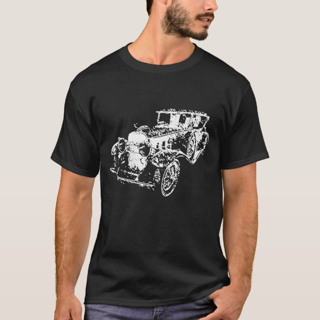 1930 Classic Cadillac V-16 Roadster Sketch Art T-Shirt (Vorderseite)