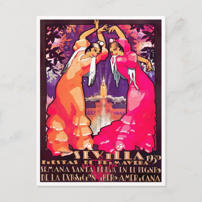 1930 Feria de Sevilla Postkarte (Vorderseite)