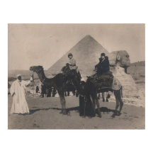 1930 Flapper Girls auf Kamelen Ägypten Pyramiden P