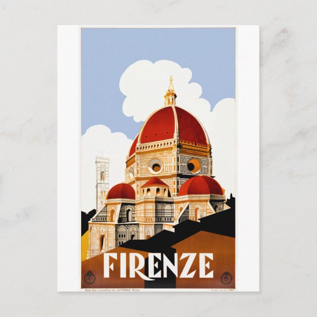 1930 Florenz Italien Duomo Reiseplakat Postkarte (Vorderseite)