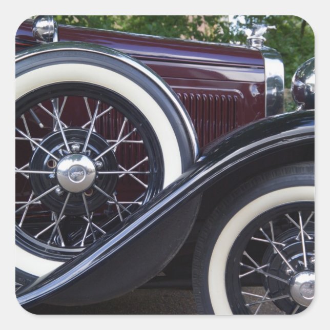 1930 Ford A Classic Car Quadratischer Aufkleber (Vorderseite)