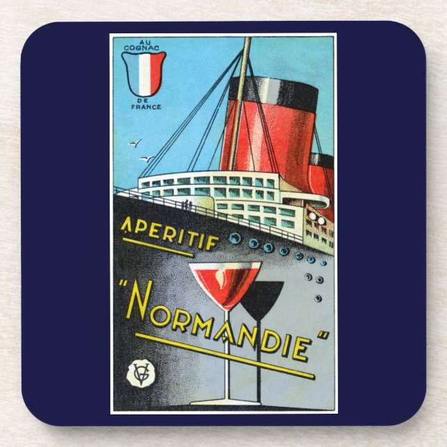 1930 Franzose Apertif Normandie Getränkeuntersetzer (Vorderseite)