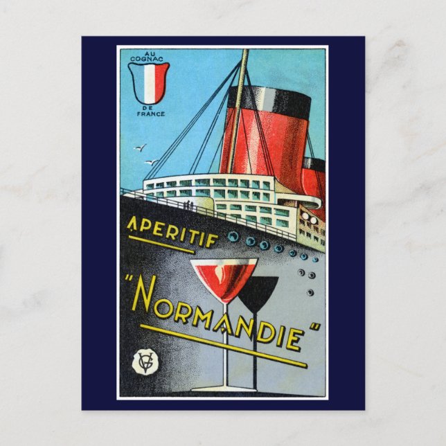 1930 Franzose Apertif Normandie Postkarte (Vorderseite)