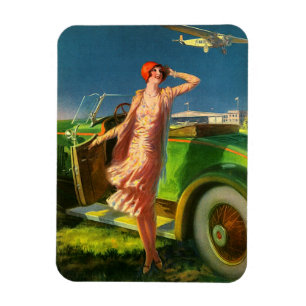 1930 Frau, Auto und Flugzeug Magnet