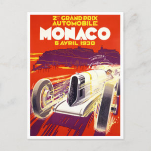 1930 Grand Prix von Monaco Vintager Rennsport Post Postkarte