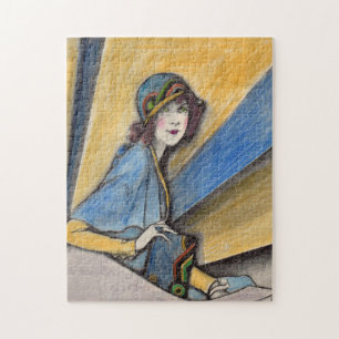 1930 modische Frau im Uhrenhut Puzzle