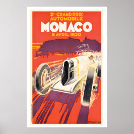 1930 Monaco Grand Prix Motor Race Vintage Racing Poster