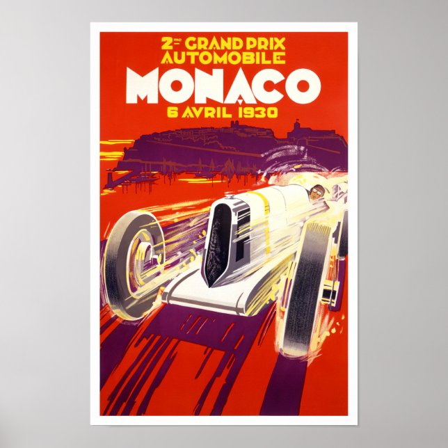 1930 Monaco Grand Prix Vintages Rennposter Poster (Vorne)