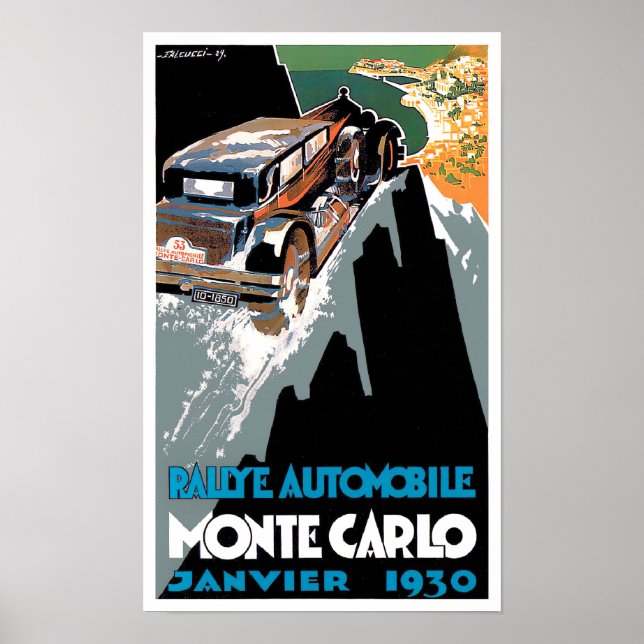 1930 Monte Carlo Kundgebung Vintages Rennposter Poster (Vorne)