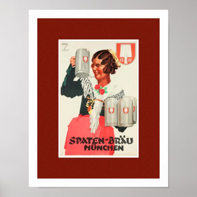 1930 MUNCHEN BEER VINTAGE POSTER (Vorne)
